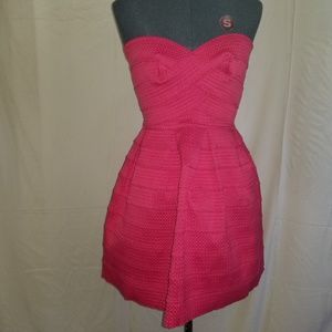 Hot pink strapless dress